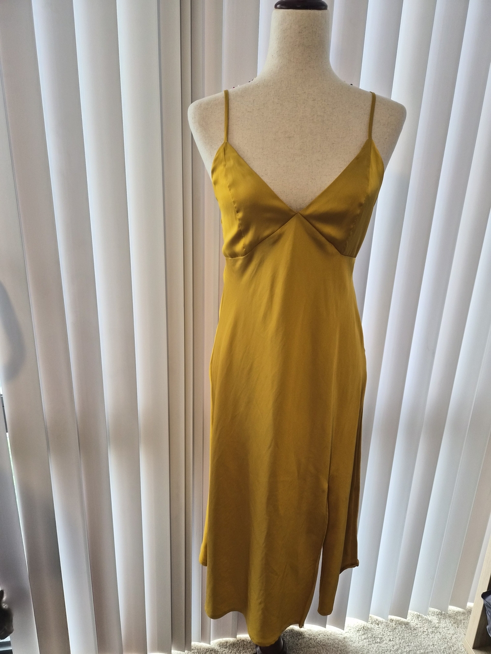 Forever 21 Satin Slip Dress in Mustard Yellow